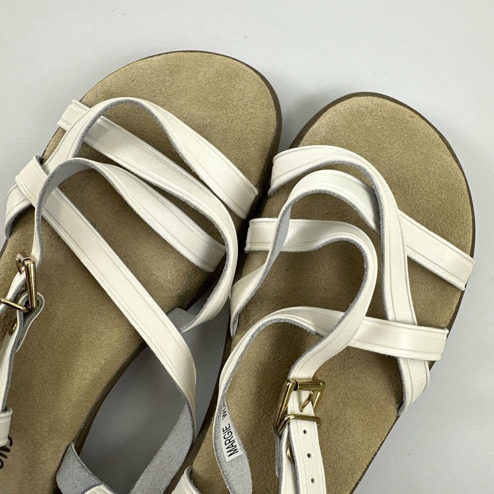 GH Bass Sunjuns Margie Sandal White Leather Strappy Flat Women 6.5 WW Extra Wide - Picture 12 of 12